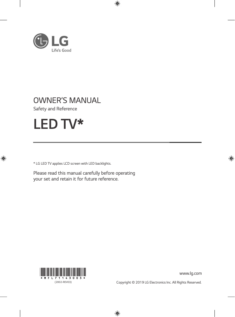 Page n°1 - Manuel utilisateur LG 43LM5500PVA