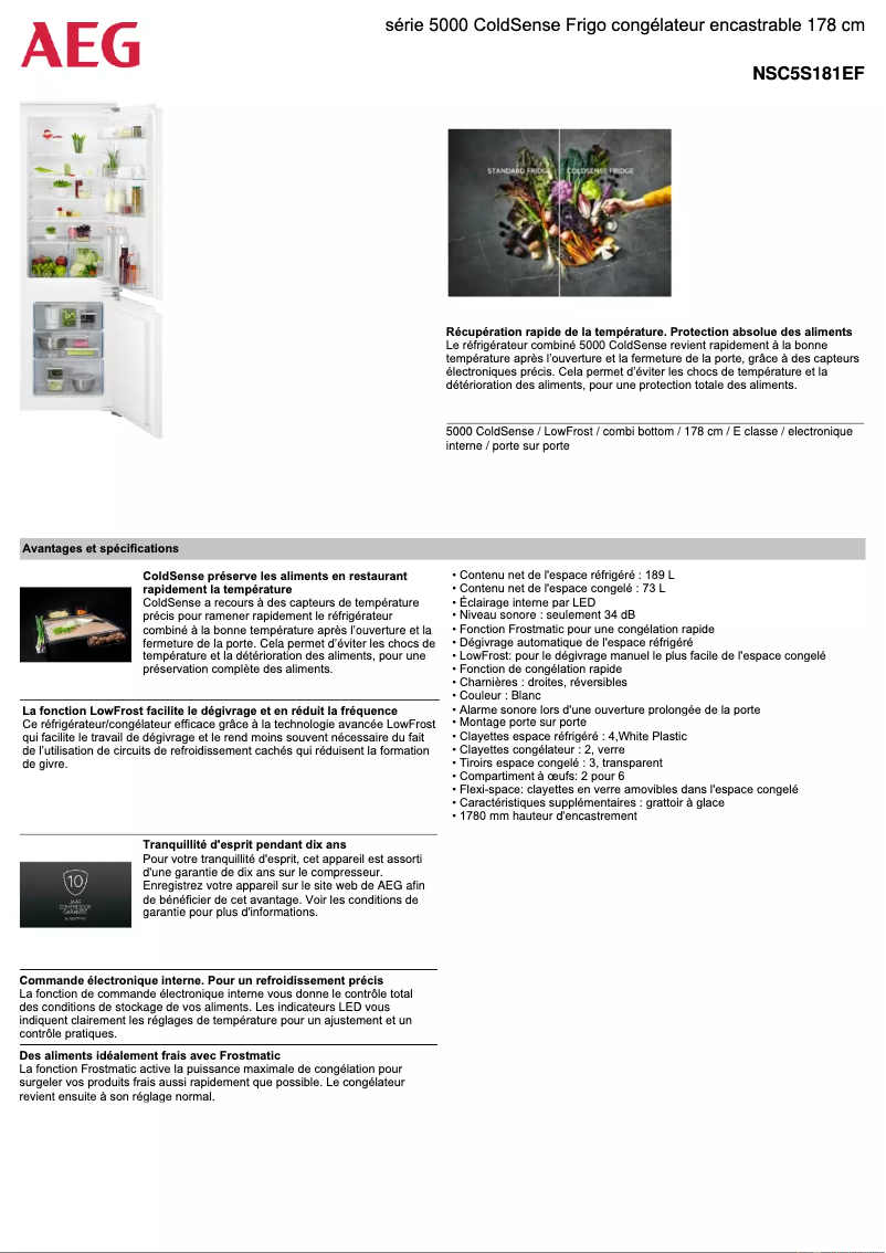Page n°1 - Fiche technique AEG NSC5S181EF