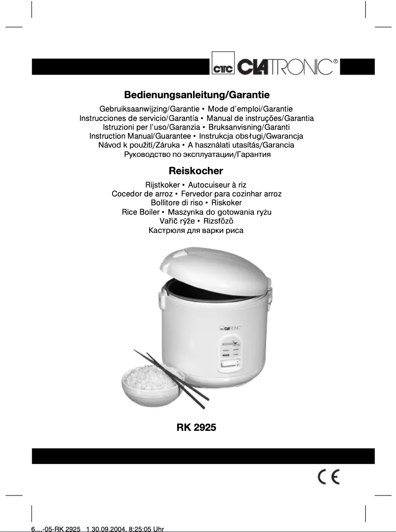 Page 1 de la notice Manuel utilisateur Clatronic RK 2925