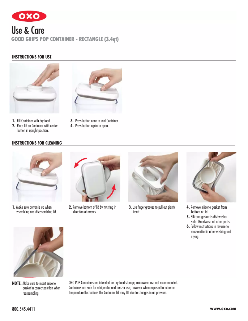 Page n°1 - Manuel utilisateur OXO 1071402V1