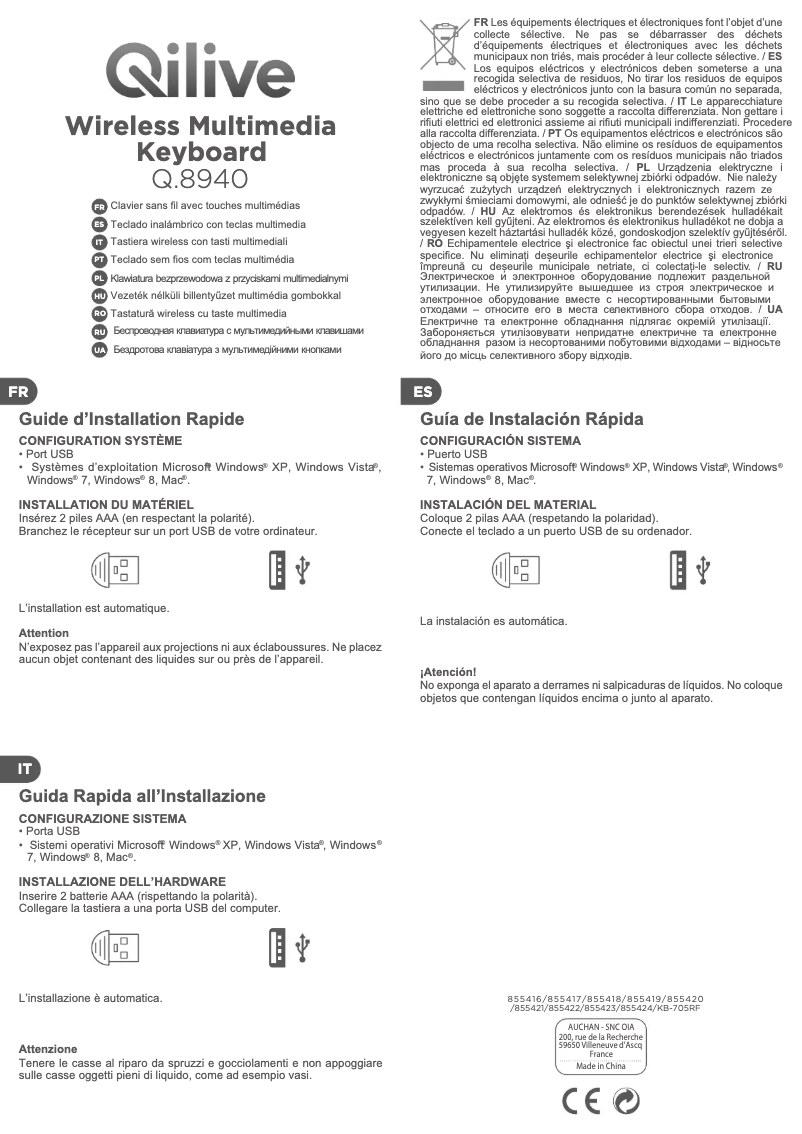 Page n°1 - Manuel utilisateur Qilive Q.8940
