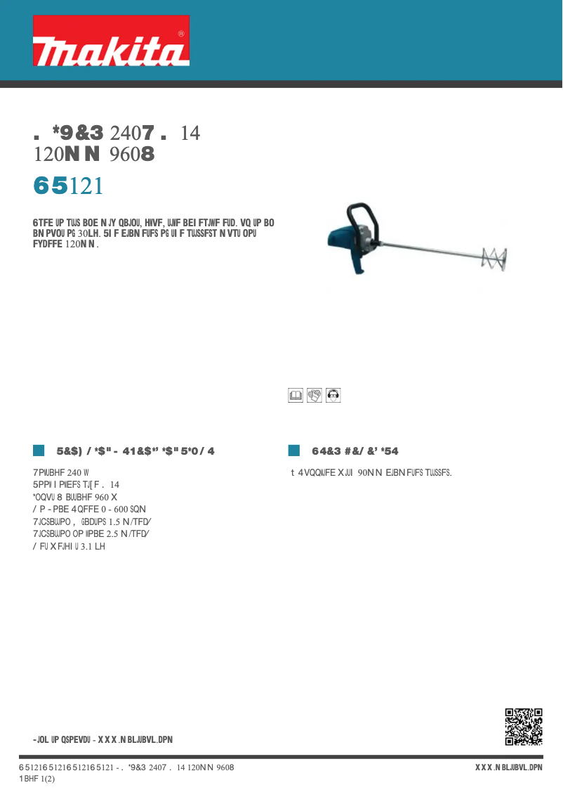 Page 1 de la notice Fiche technique Makita UT121