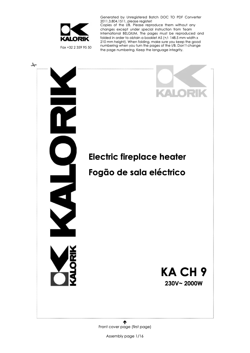 Página 1 del manual Manual de usuario Kalorik KA CH 9