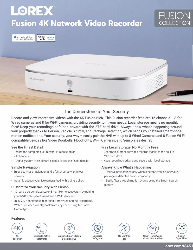 Página 1 del manual Ficha técnica Lorex N845A62