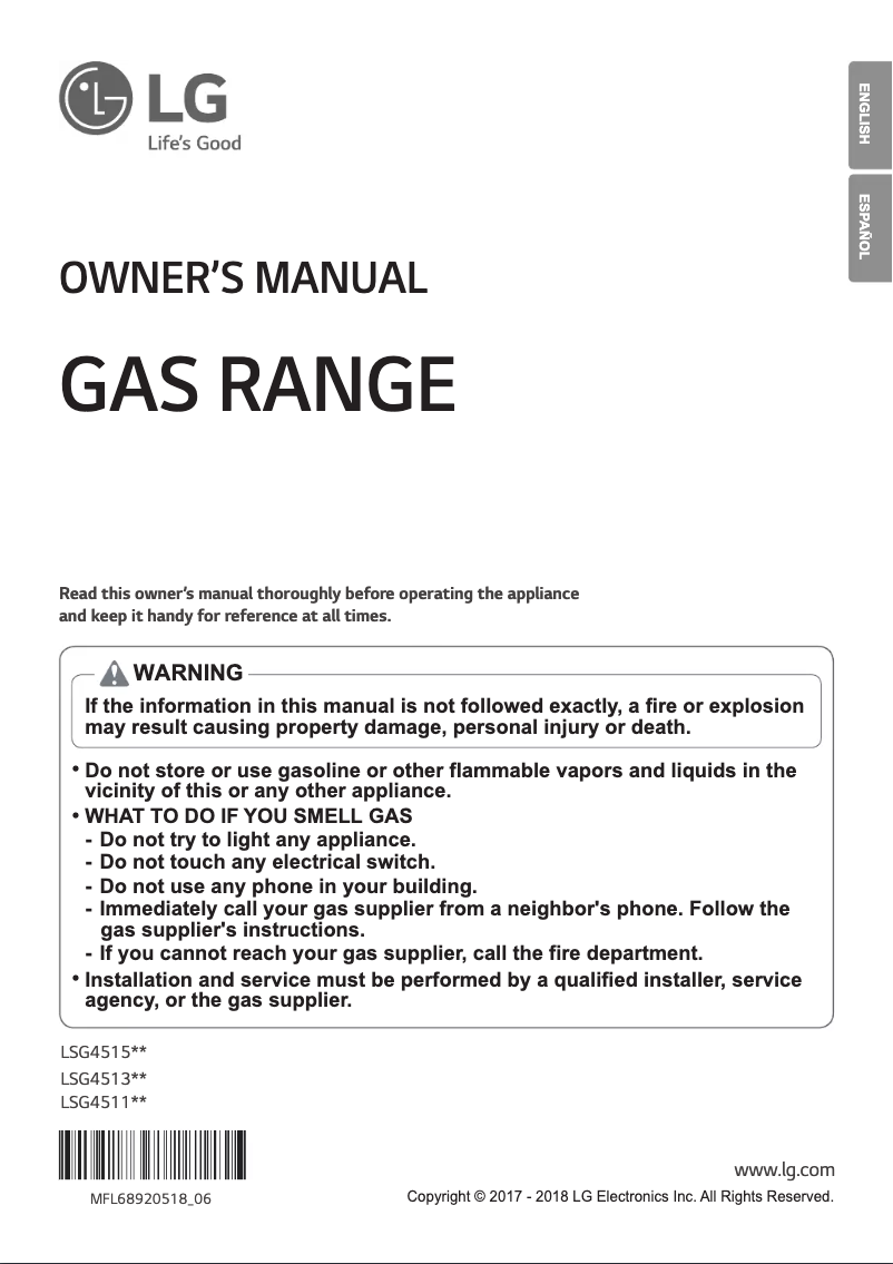 Image de la première page du manuel de l'appareil LSG4515ST