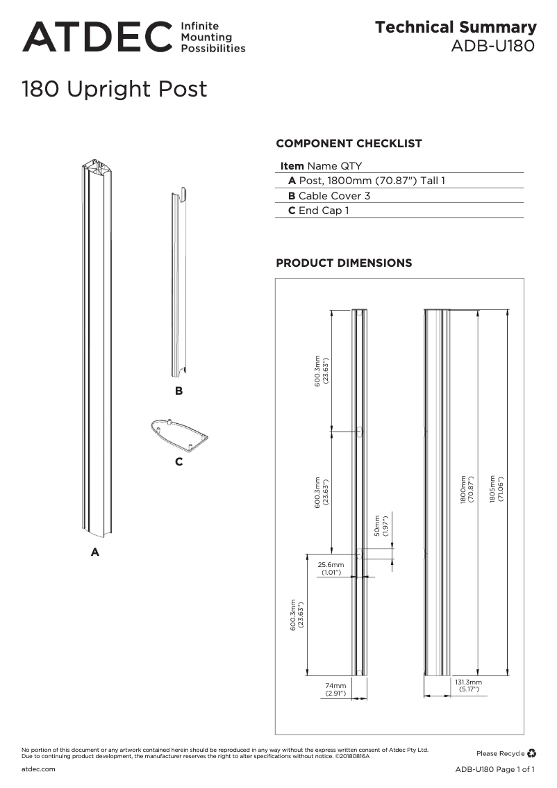 Page n°1 - Manuel utilisateur Atdec ADB-U180-S