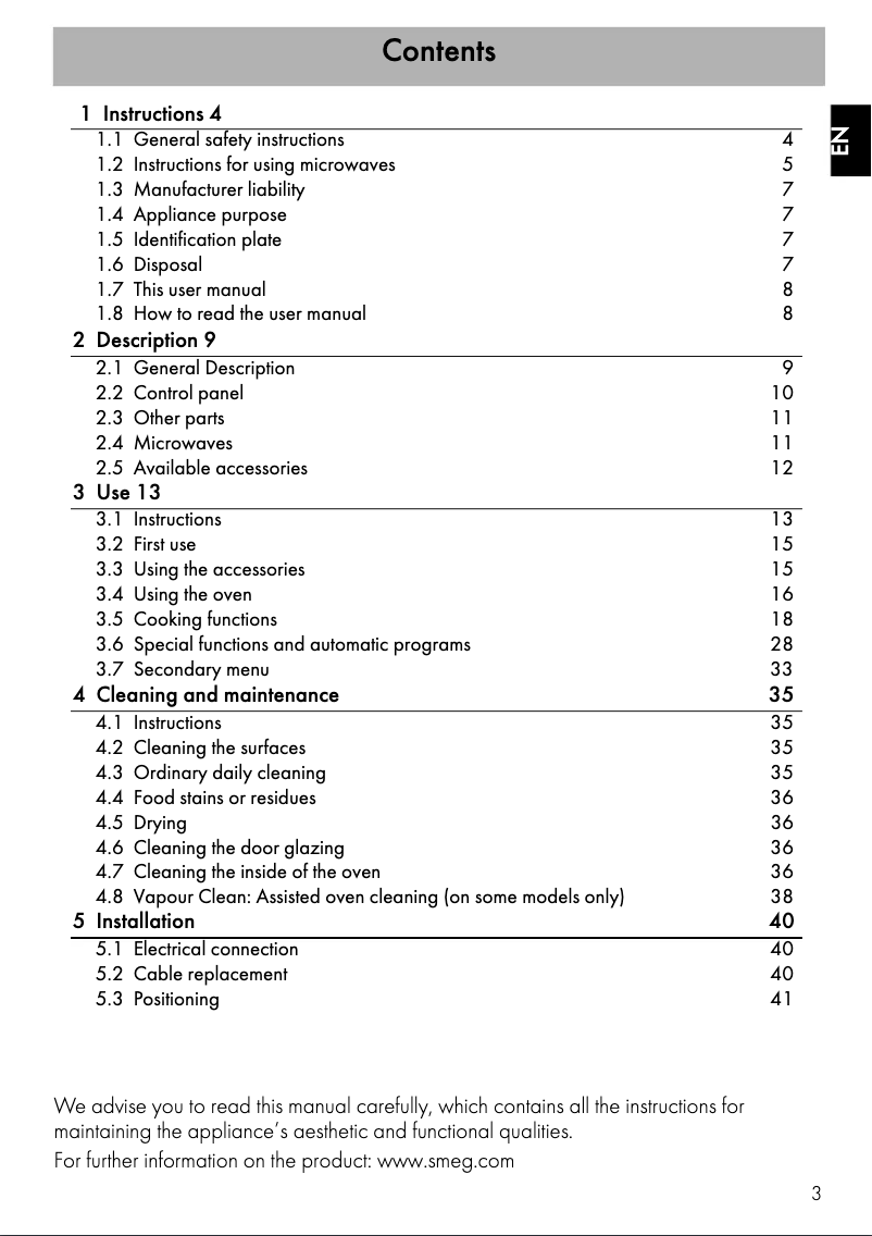 Page n°1 - Manuel utilisateur Smeg SFA4920MCB