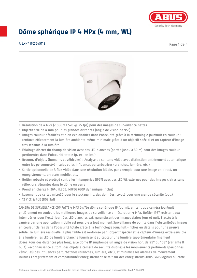 Image de la première page du manuel de l'appareil IPCS54511B