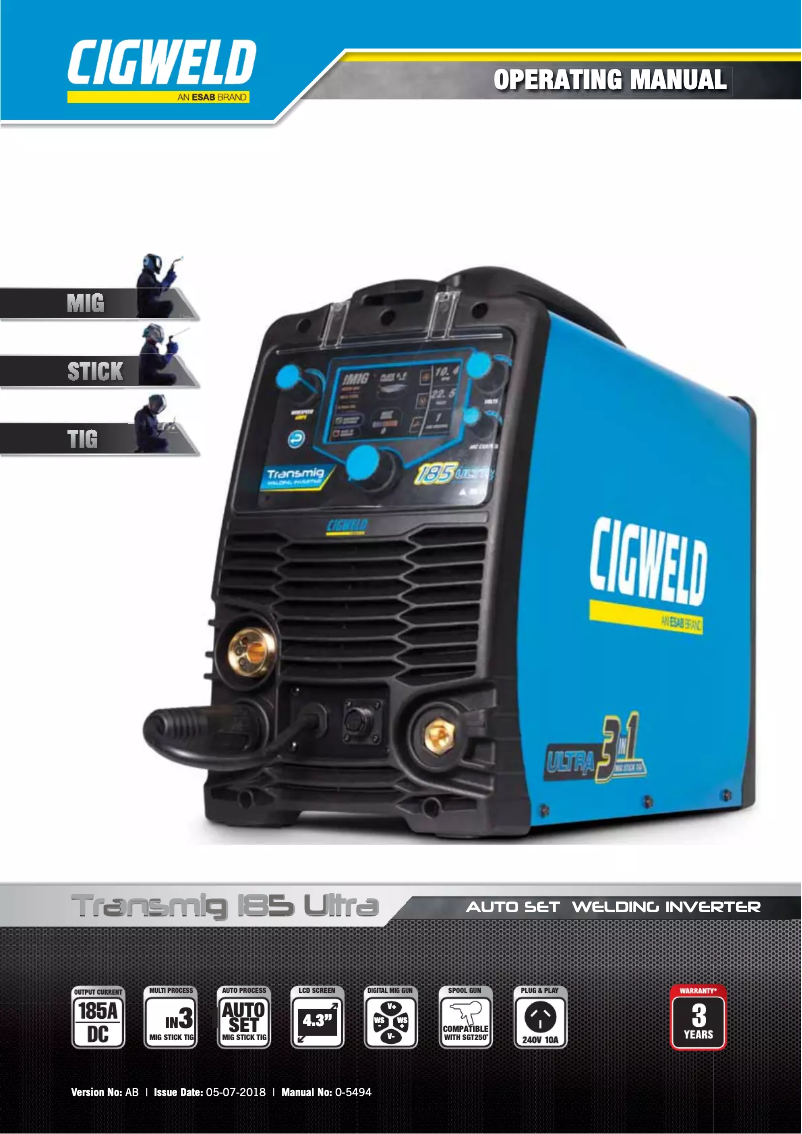 Image de la première page du manuel de l'appareil Transmig 185 Ultra