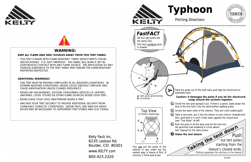 Page 1 de la notice Manuel utilisateur Kelty Typhoon 4