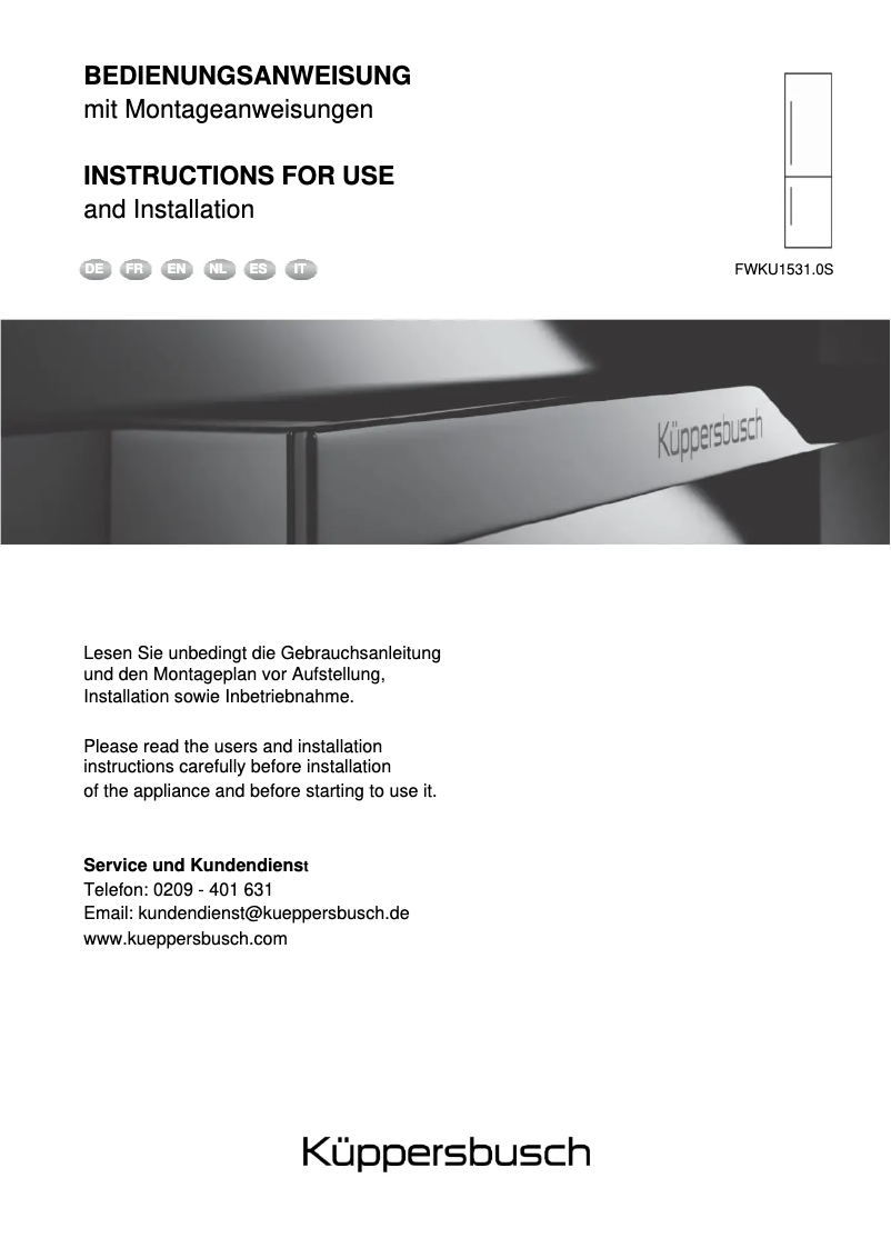 Page n°1 - Manuel utilisateur Küppersbusch FKWU1531.0S