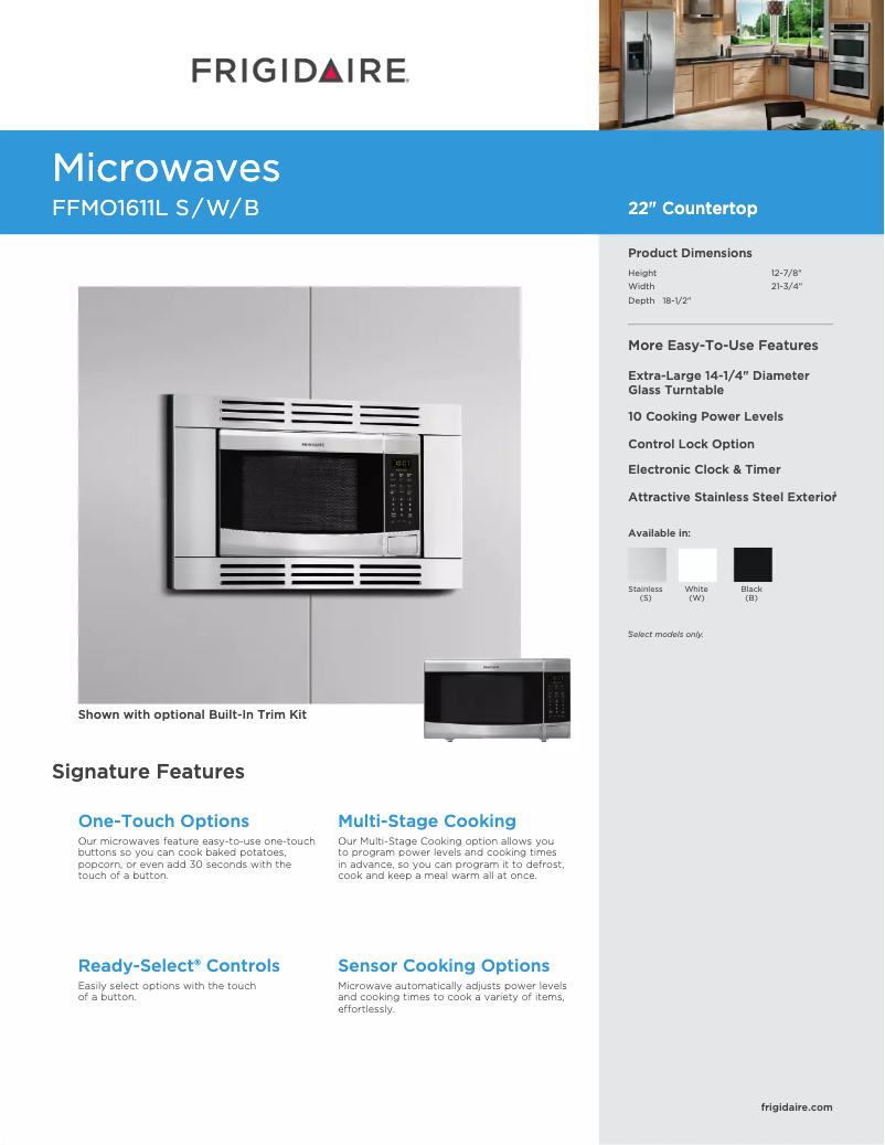 Page n°1 - Fiche technique Frigidaire FFMO1611LW