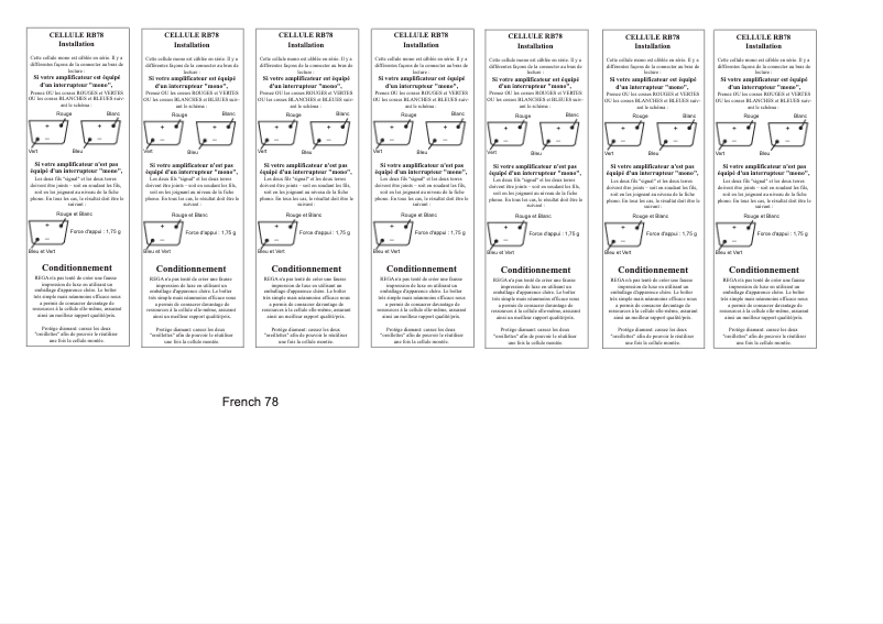 Page n°1 - Manuel utilisateur Rega RB78