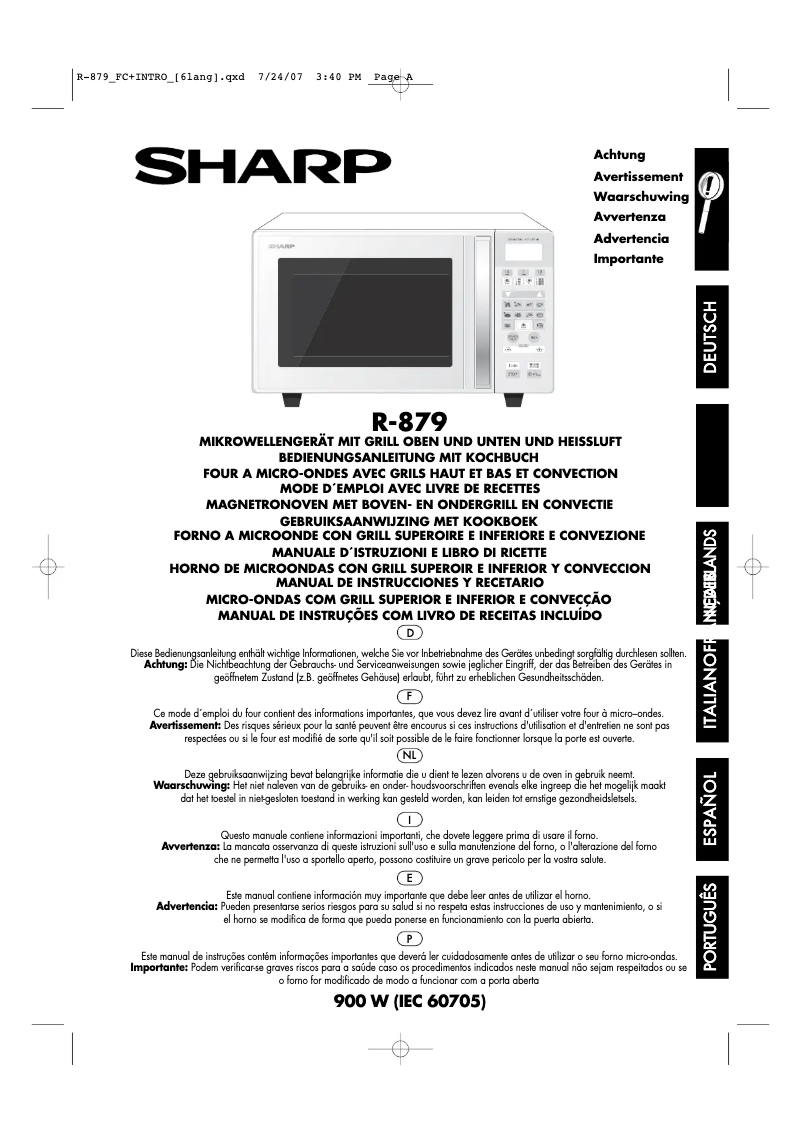 Page 1 de la notice Manuel utilisateur Sharp R879IN
