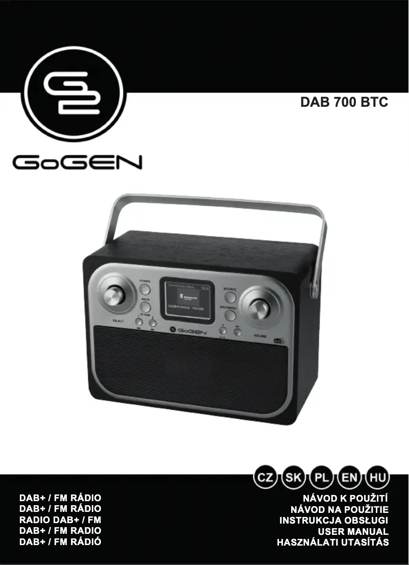 Page n°1 - Manuel utilisateur GoGen DAB 700 BTC