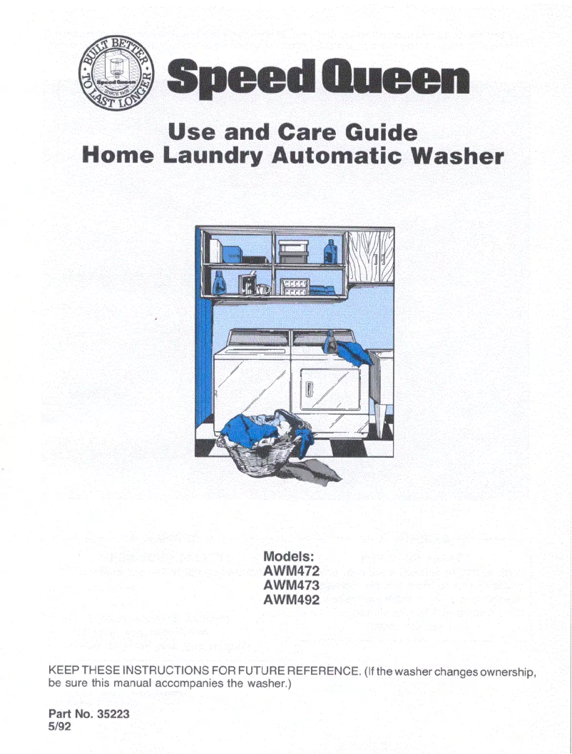 Page n°1 - Manuel utilisateur Speed Queen AWM492W