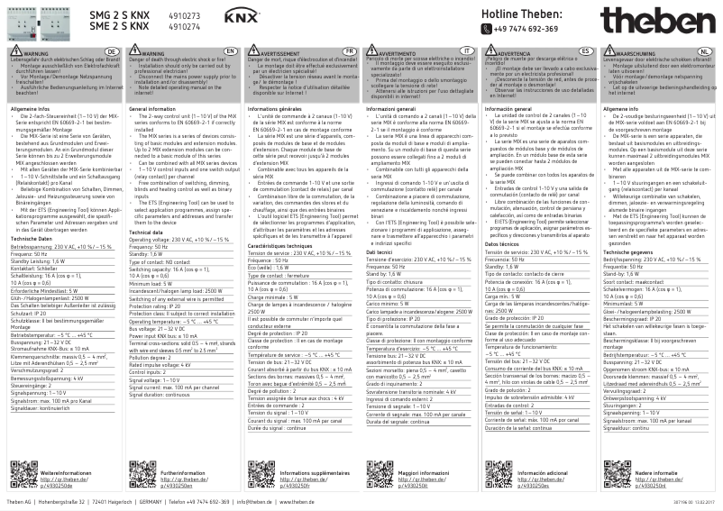 Page n°1 - Manuel utilisateur Theben SME 2 S KNX