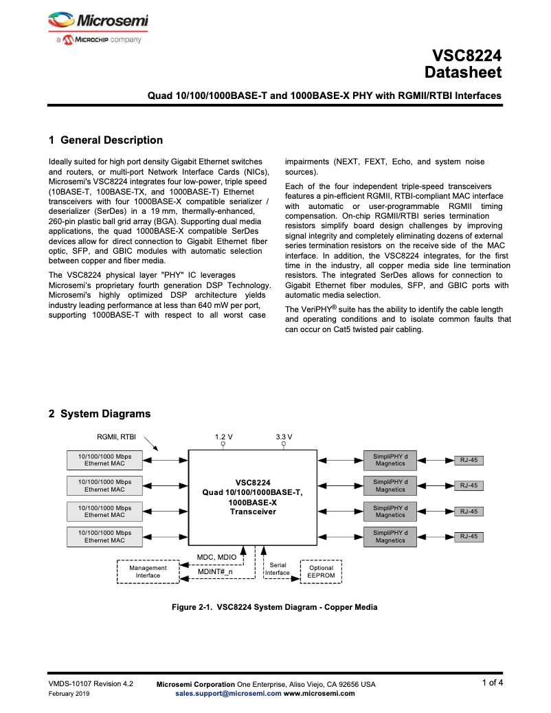 Imagen de la primera página del manual del dispositivo VSC8224