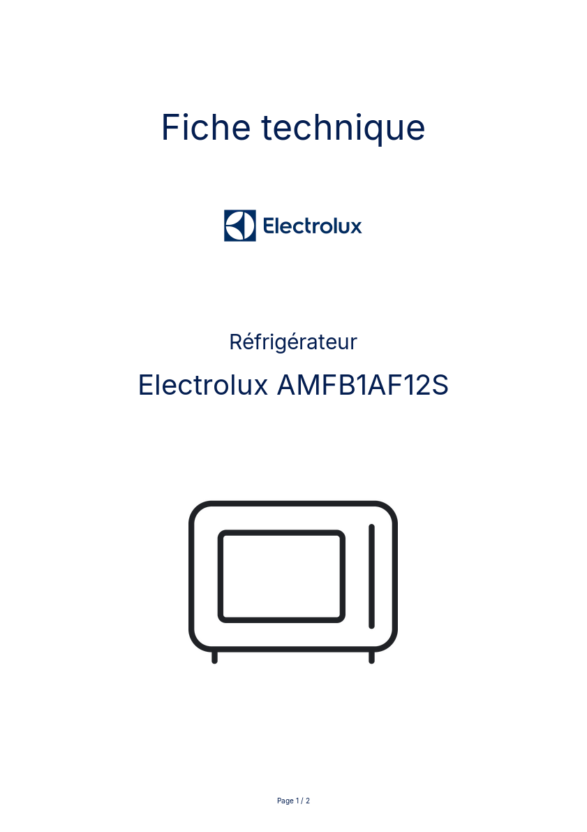 Page n°1 - Fiche technique Electrolux AMFB1AF12S