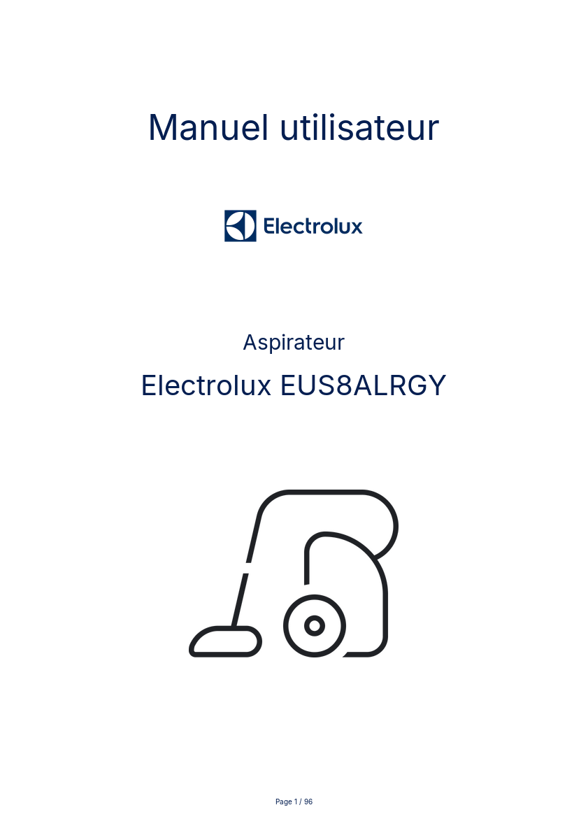 Image de la première page du manuel de l'appareil EUS8ALRGY