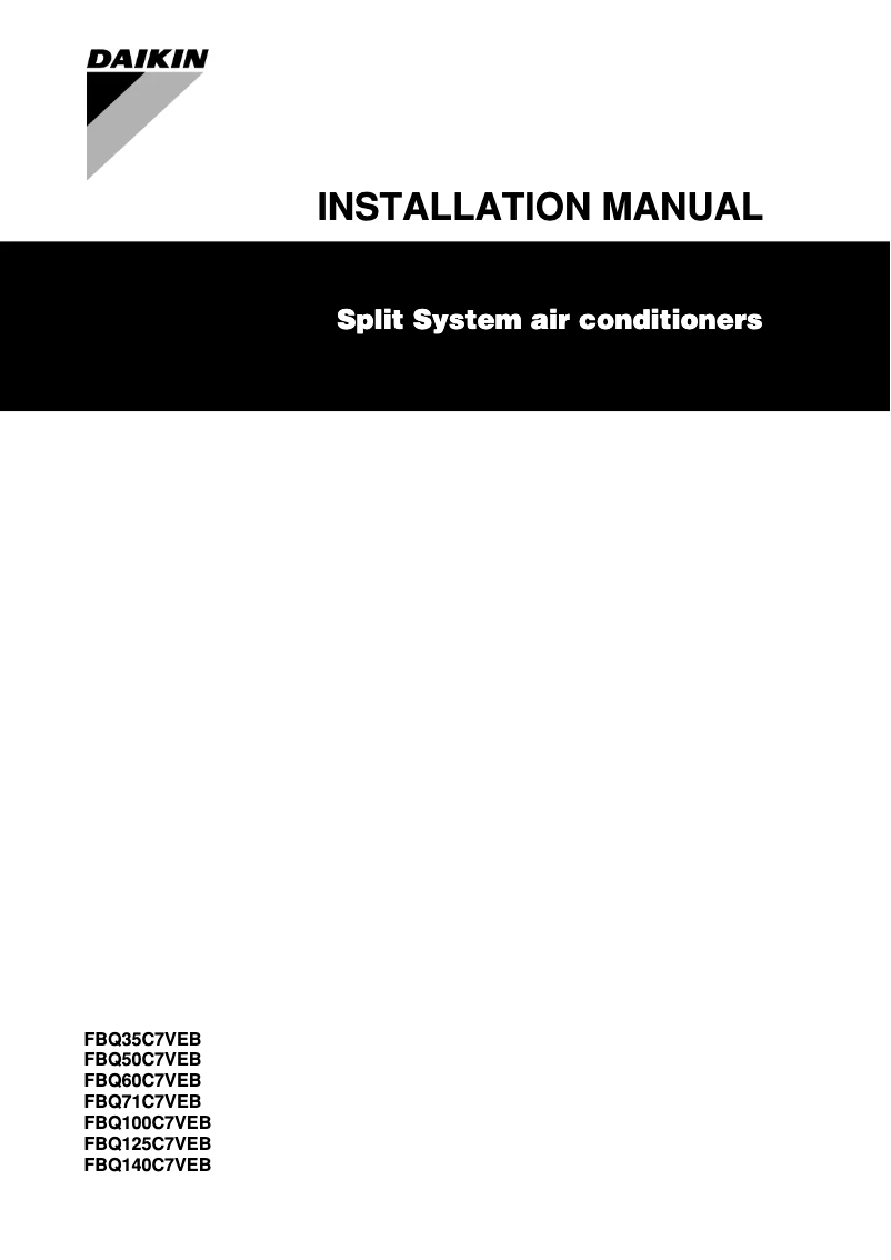 Page 1 de la notice Guide d'installation Daikin FBQ35C7VEB