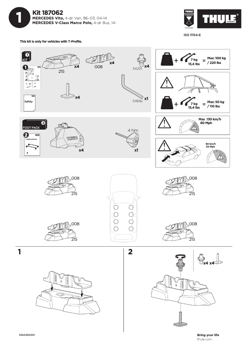 Page n°1 - Manuel utilisateur Thule Kit 187062