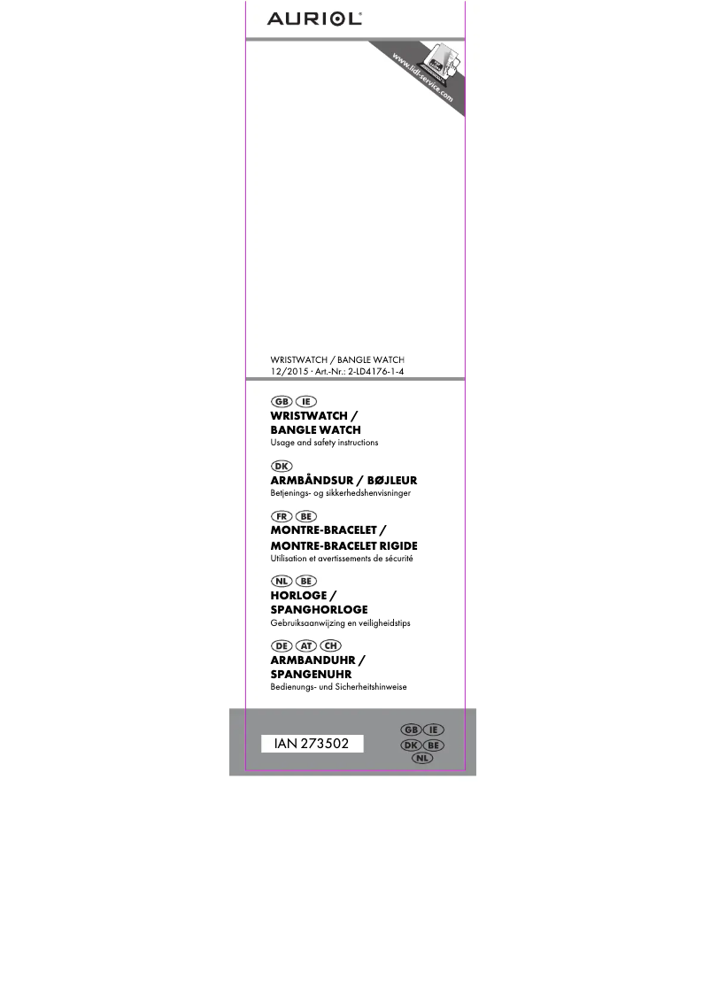 Page 1 de la notice Manuel utilisateur Auriol 2-LD4176