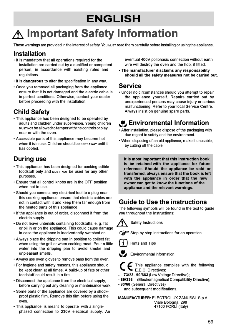 Page 1 de la notice Manuel utilisateur Zanker ZKB7429DX