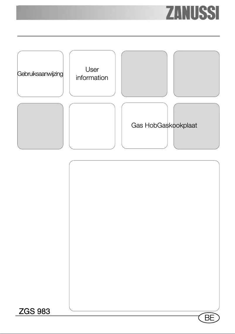 Page 1 de la notice Manuel utilisateur Zanussi ZGS 983 ICTX