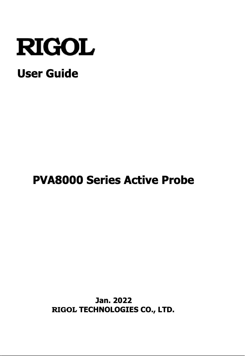 Page 1 de la notice Manuel utilisateur Rigol PVA8700