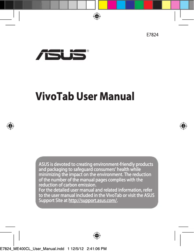 Page 1 de la notice Manuel utilisateur Asus VivoTab Smart ME400C