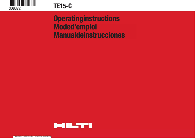 Page n°1 - Manuel utilisateur Hilti TE 15-C