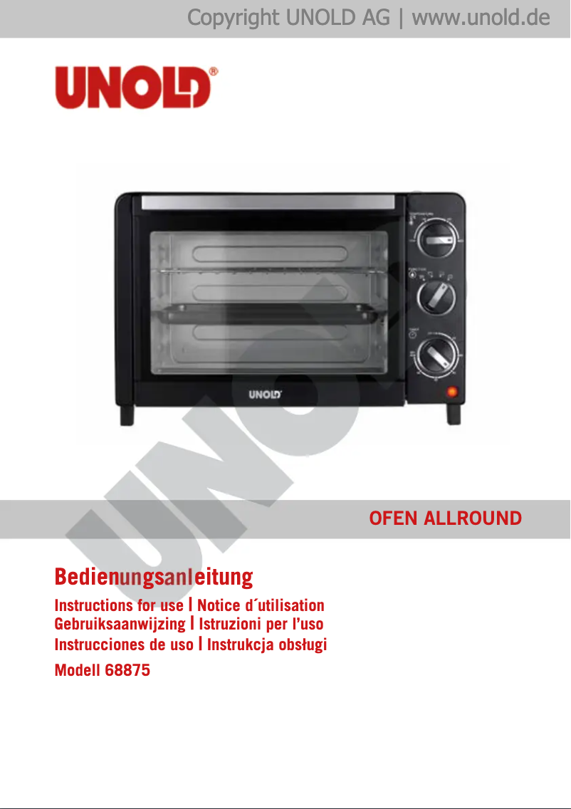 Page 1 de la notice Manuel utilisateur Unold Allround 68875