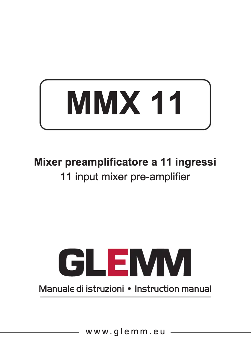 Page 1 de la notice Manuel utilisateur Glemm MMX 11
