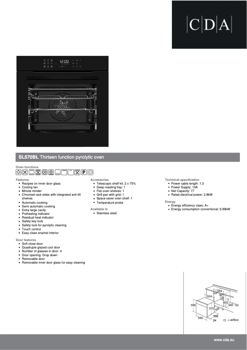 Page n°1 - Fiche technique CDA SL570BL