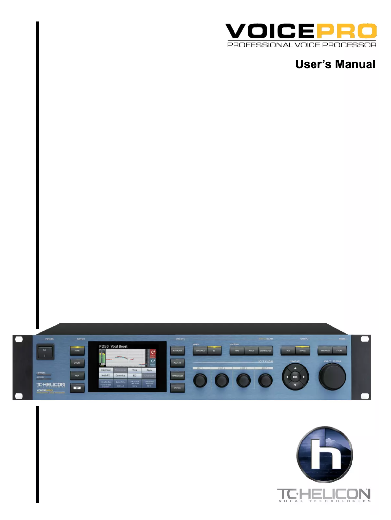 Page n°1 - Manuel utilisateur TC Helicon VoicePro