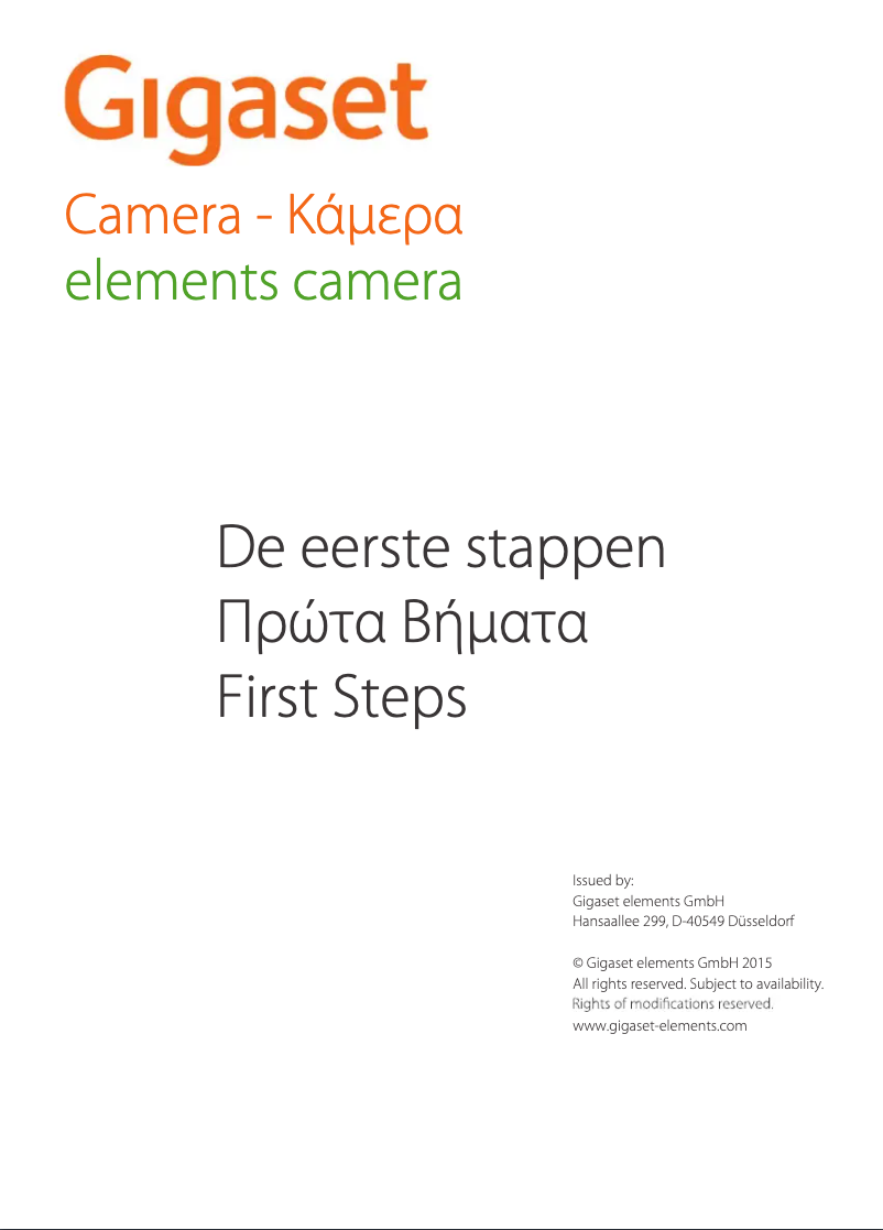Page n°1 - Manuel utilisateur Gigaset Elements camera