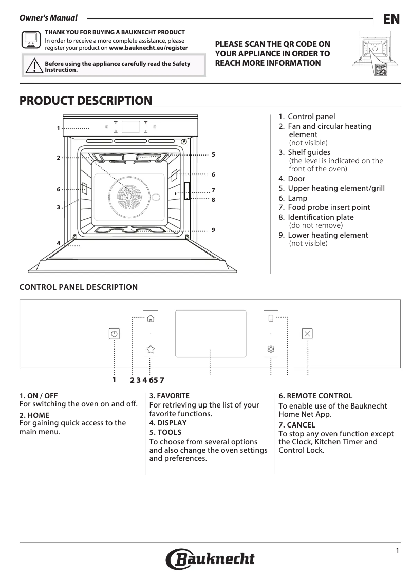 Page n°1 - Instructions de sécurité Bauknecht BIK11 FH8TS2 PT CH
