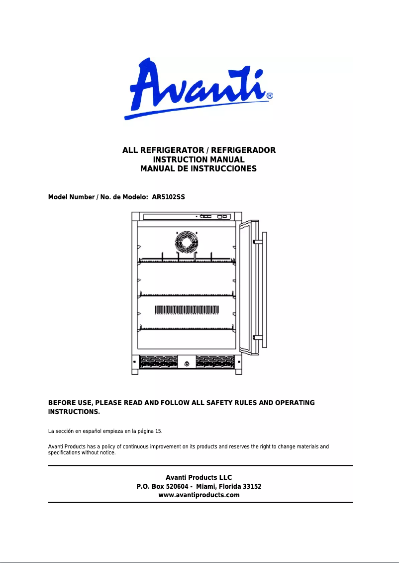 Image de la première page du manuel de l'appareil AR5102SS