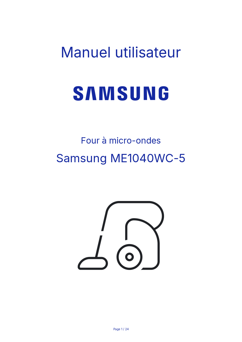 Image de la première page du manuel de l'appareil ME1040WC-5