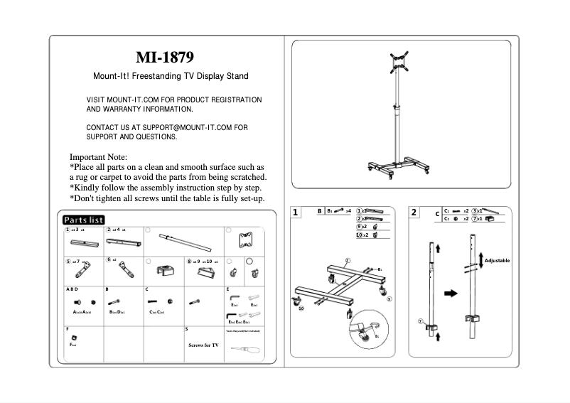 Page n°1 - Manuel utilisateur Mount-It! MI-1879