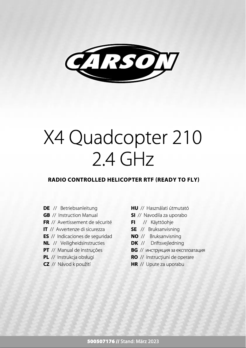 Page 1 de la notice Manuel utilisateur Carson X4 Quadcopter 210