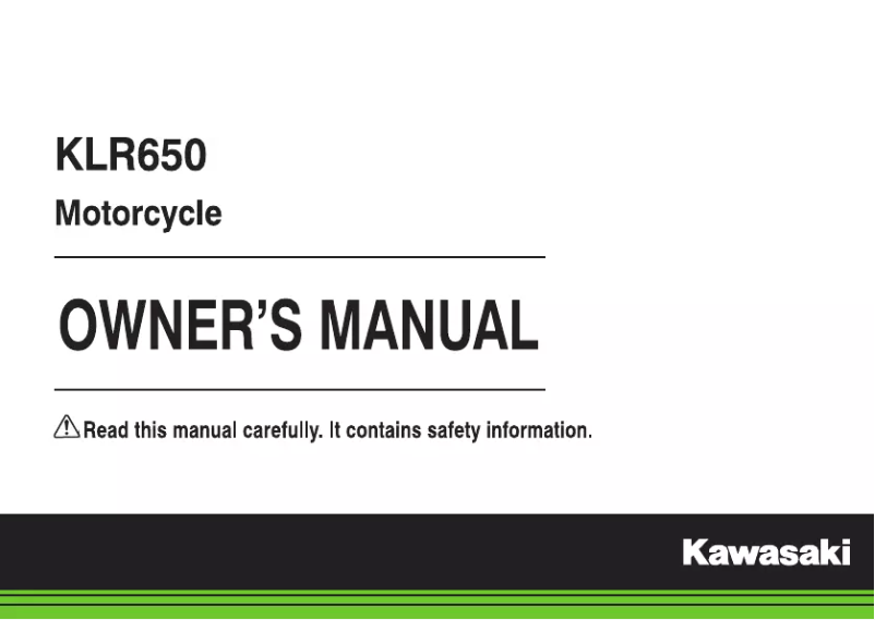 Page 1 de la notice Manuel utilisateur Kawasaki KLR650 Camo (2018)