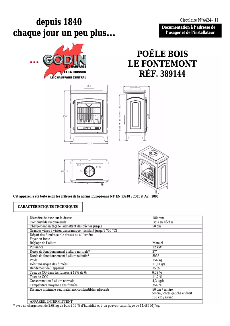 Image de la première page du manuel de l'appareil Fontemont