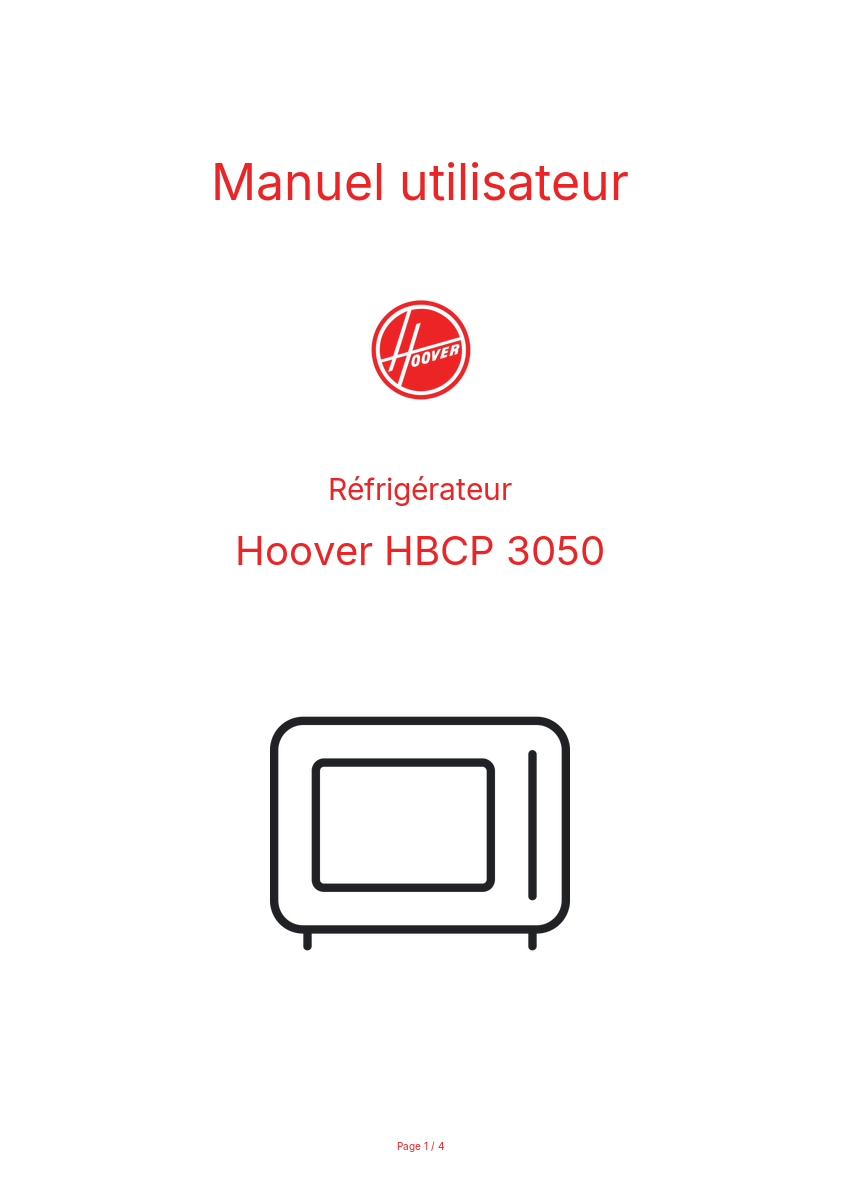 Image de la première page du manuel de l'appareil HBCP 3050