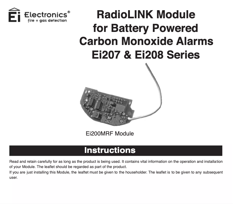 Página 1 del manual Manual de usuario Ei Electronics Ei200MRF
