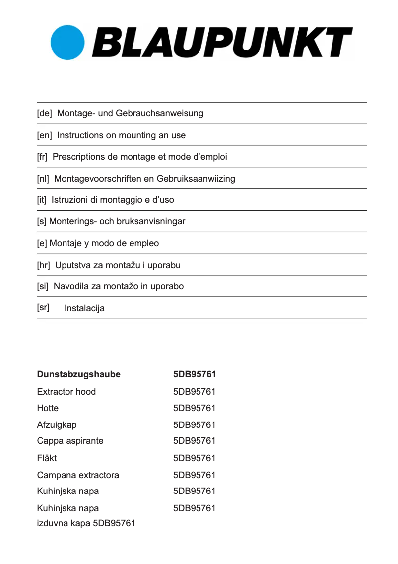Page n°1 - Manuel utilisateur Blaupunkt 5DB95761