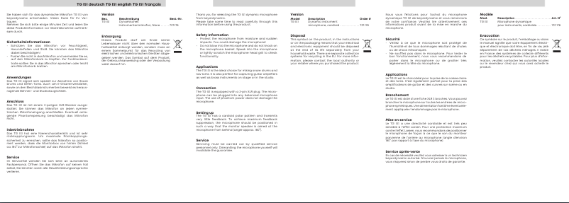 Image de la première page du manuel de l'appareil TG I51
