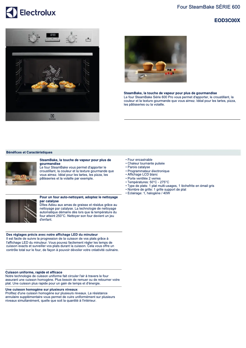Página 1 del manual Ficha técnica Electrolux EOD3C00X