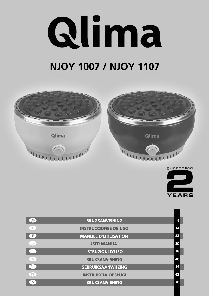 Page n°1 - Manuel utilisateur Qlima NJOY 1107